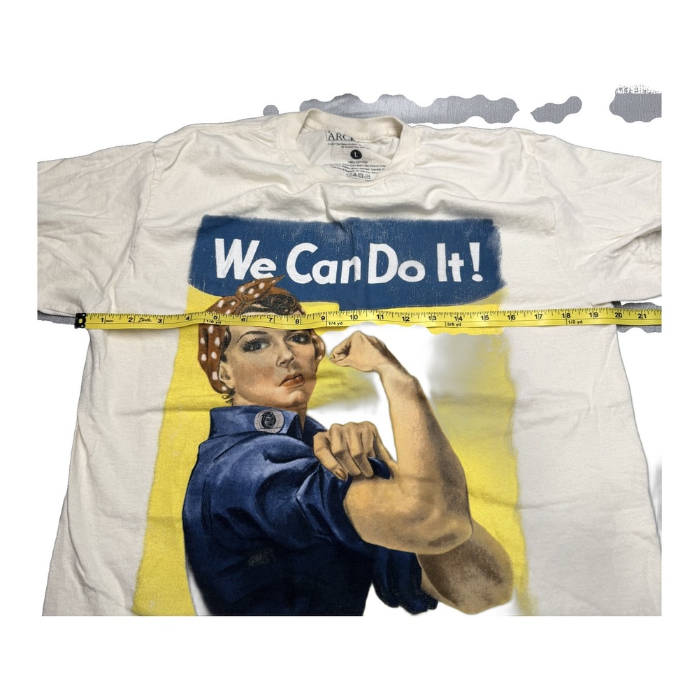 Rosie the Riveter We Can Do It Graphic Tee Size L Cream - Picture 5 of 7